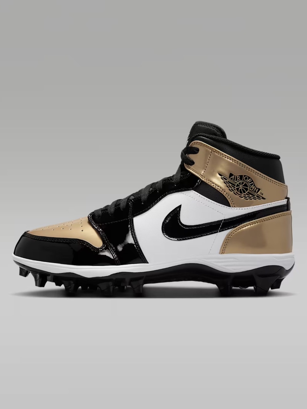 Jordan Kids' High-Top Cleats in Black, White & Gold